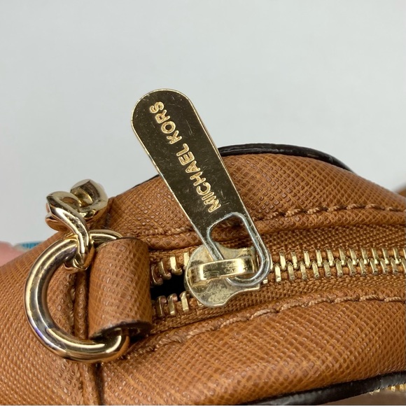 Michael Kors Acorn Tan Camel & Gold Crossgrain Saffiano Leather Mini Crossbody - Picture 10 of 16